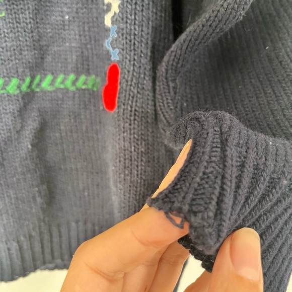 Vintage kids holiday Navy Teddy Bear Sweater - Picture 6 of 11